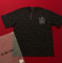 Amiri black tee with white rhinestones
