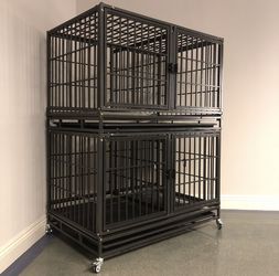 2 Tier ✌️ Double Stack Heavy Duty 💪 Dog Kennel Cages🔥‼️⚡️
