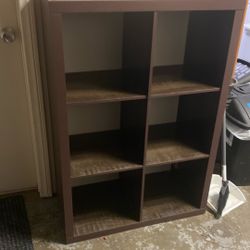 Brown Shelf With 6 Compartments 
