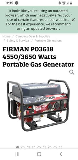 FIRMAN GENERATOR-4550/3650 Watts 120V Gas Generator