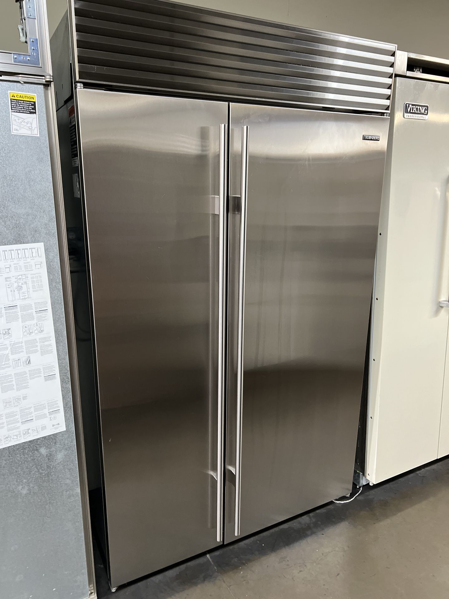 SUB ZERO 48”WIDE BUILT IN STAINLESS STEEL SIDE BY SIDE REFRIGERATOR