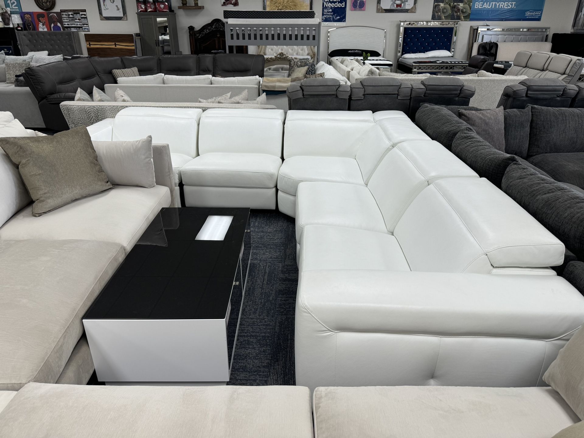 White Leather Sectional