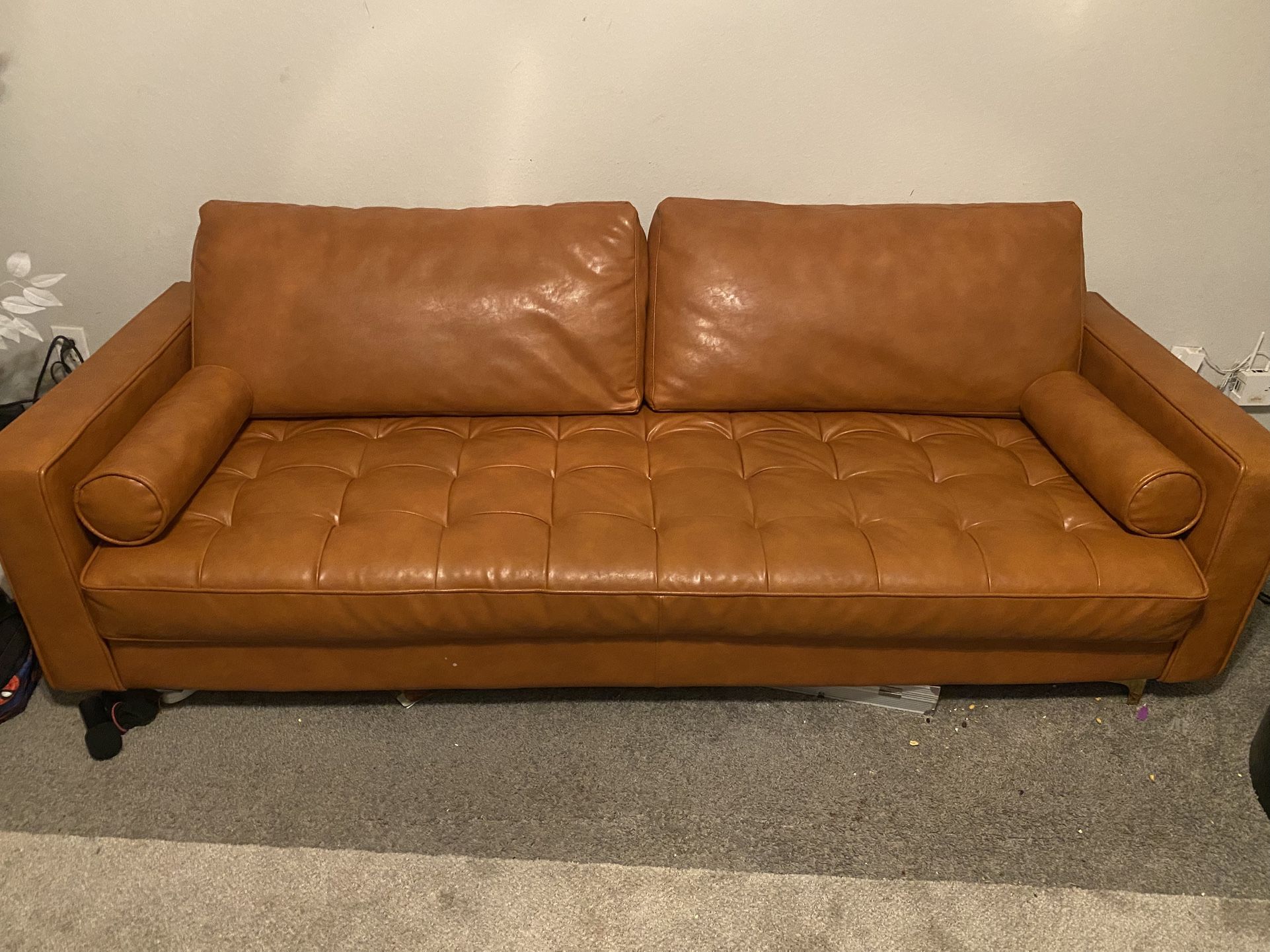 Carmel Color Leather Couch