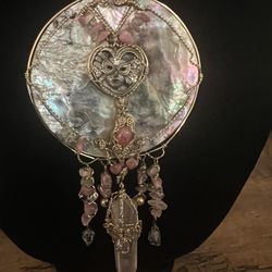 Ladies Mother Of Pearl Necklace With Rose/Pink Quartz 