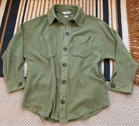 Nordstrom Billabong Women’s Green Shacket Long Sleeve Top Waffle Small Summer