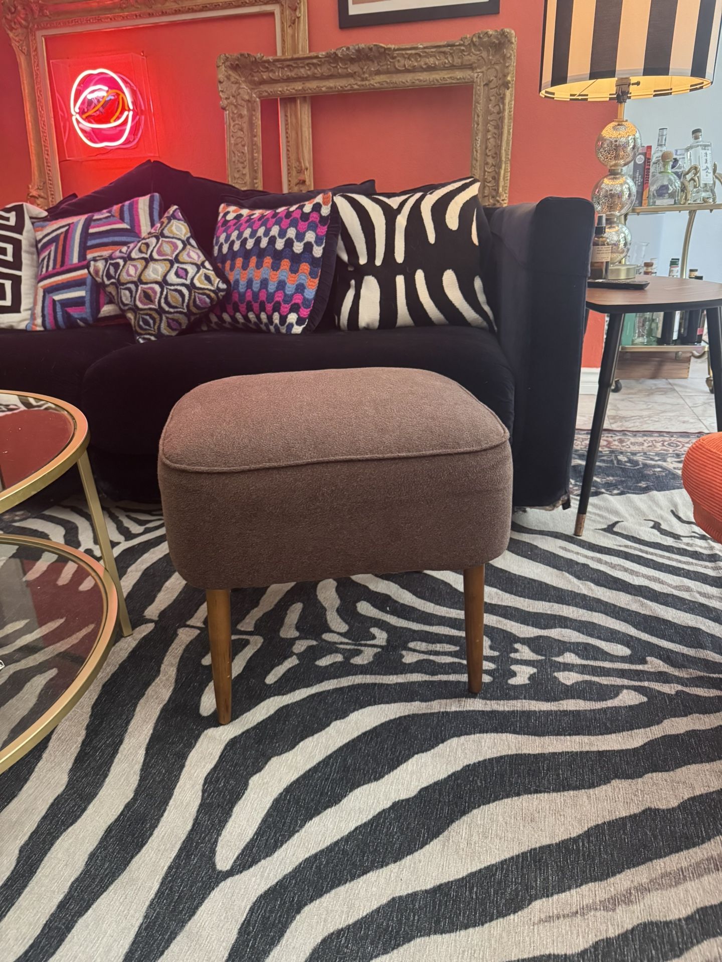 Pair of Mid-Century Modern Wood Footstools / Ottomans (Good Condition)