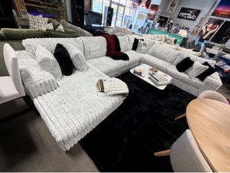 Extra Large Oversized Light Gray Corduroy Sectional Sofa 😍🛋️❤️
