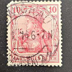 RARE DEUTSCHES REICH 10PFENNIG ROSE RED GERMAN STAMP