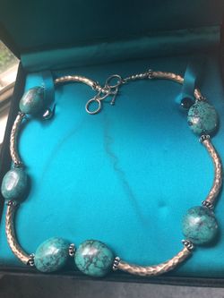 Rivka Friedman Sterling Silver & Genuine Turqoise Necklace