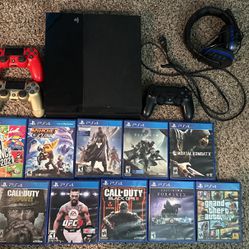 PS4 Slim With Games, Controllers, And Headset 