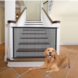 Dog Gate for Stairs Pet Gates for The House: Dogs Screen Mesh Gate for Doorways Stairways Indoor Safety 29 inch Tall, 45 inch Wide