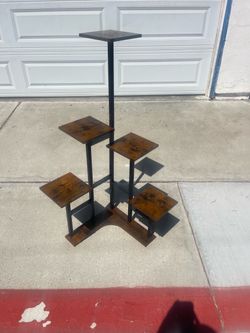 6 - TIER INDOOR OUTDOOR RUSTIC CEDAR BROWN CORNER PLANT STAND