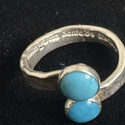 Simon Garcia Santa Fe Sterling Turquoise Ring – Adjustable – Signed 