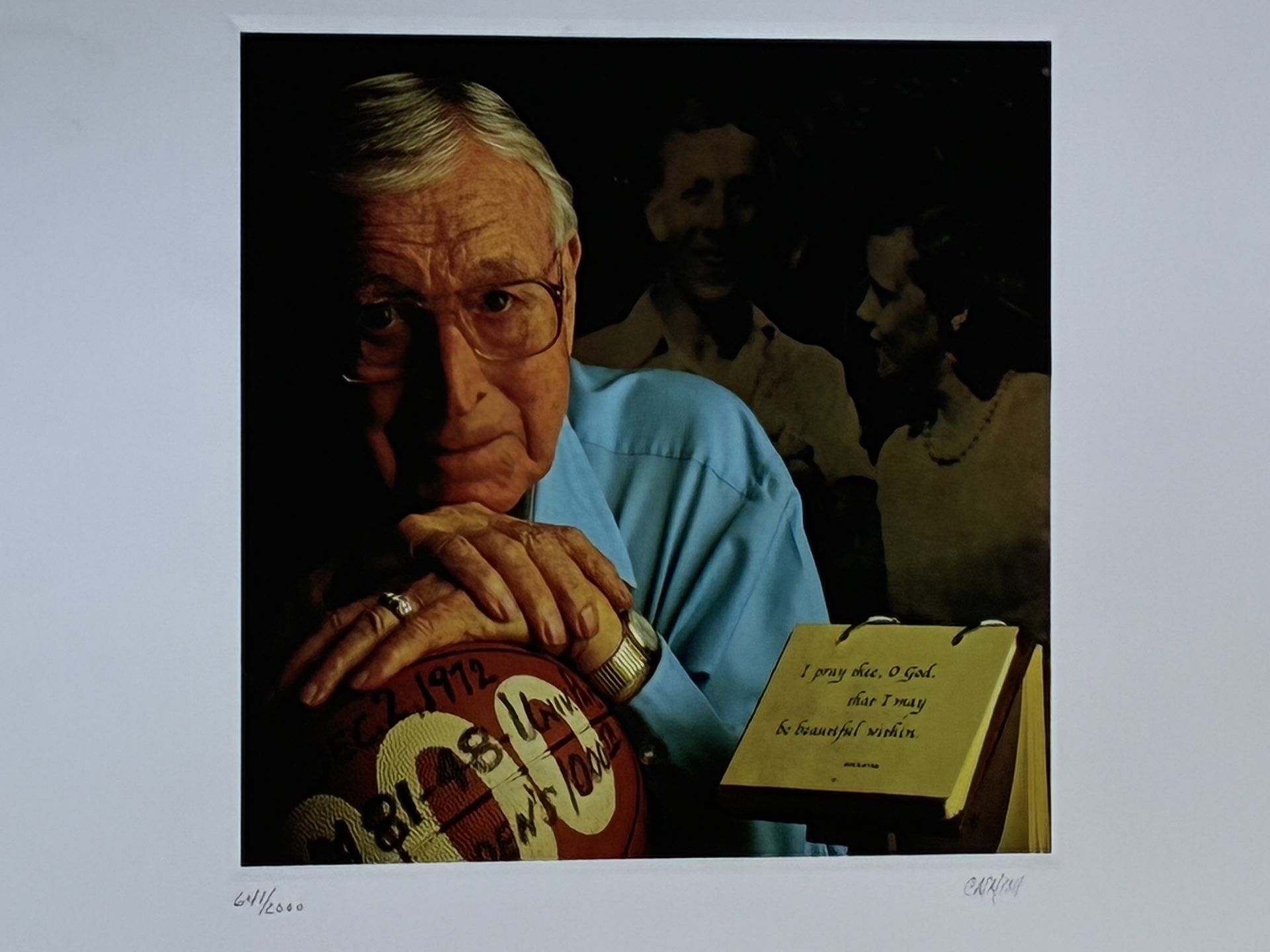 John Wooden Signed & Numbered Lithograph – Limited Edition 647/2000 – c.1990 Rare Collectible