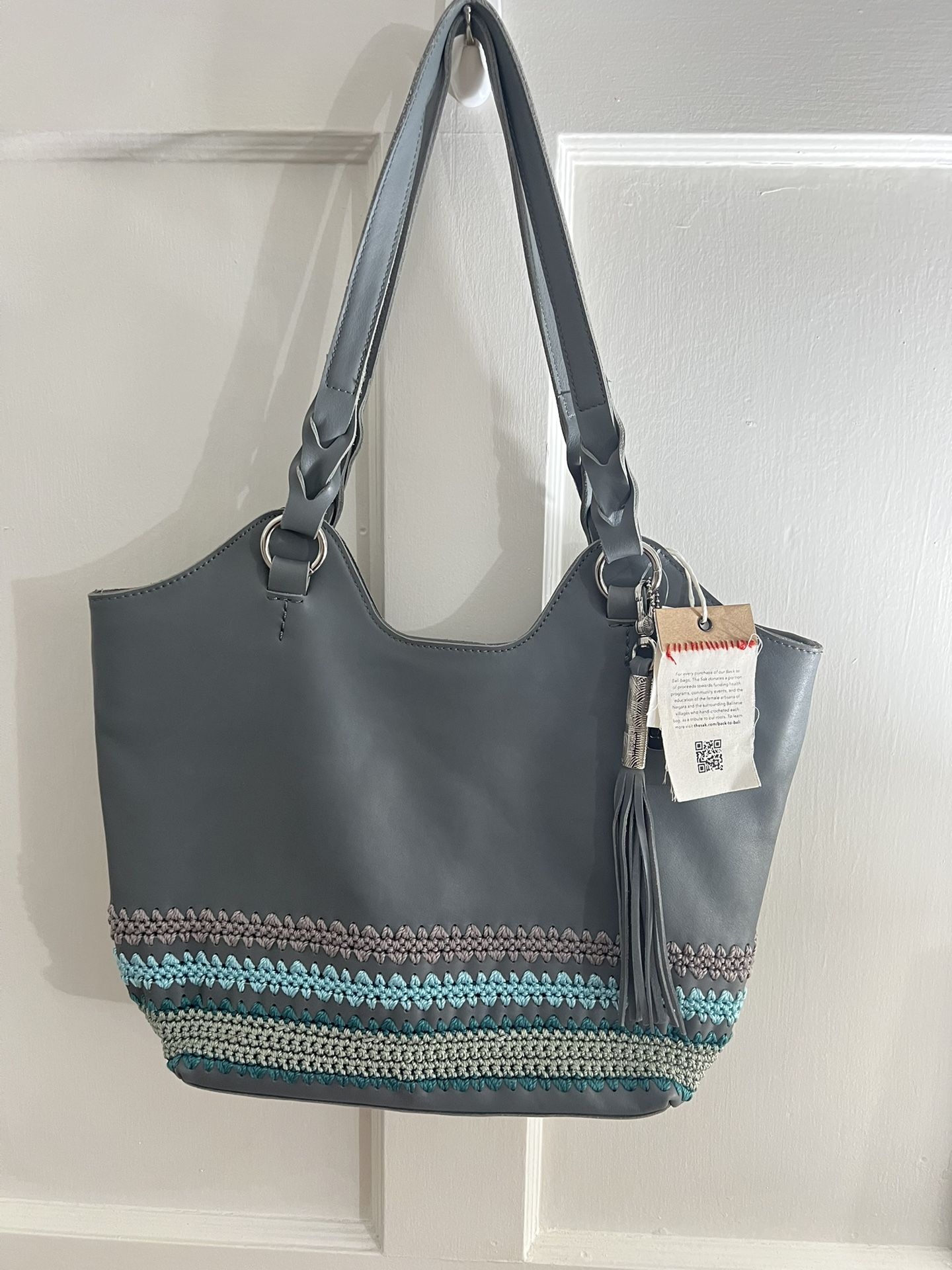 The Sak Leather Back To Bali Shopper Tote Purse Shoulder Bag Boho Hobo