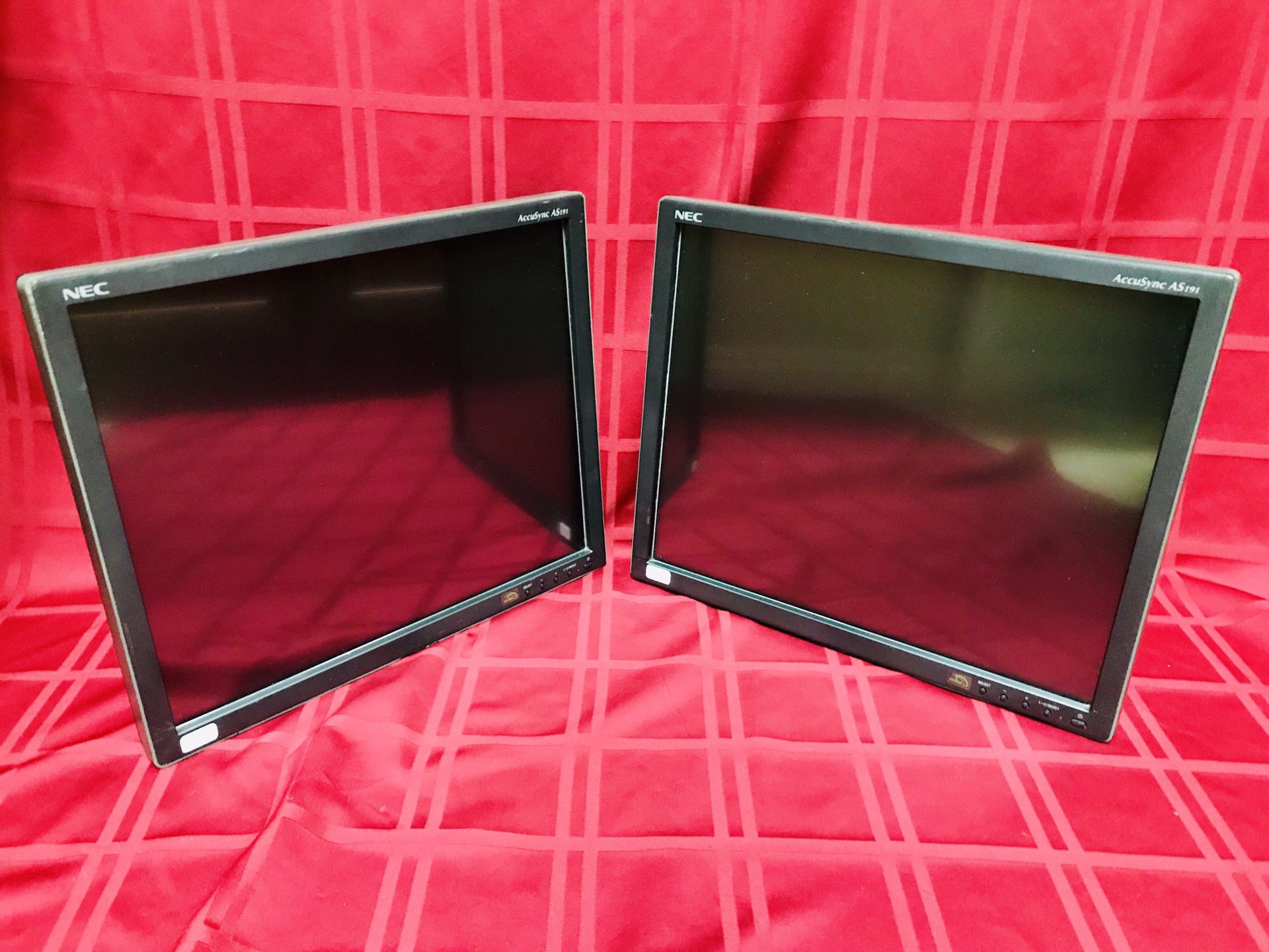 2-NEC AccuSync AS191 19” LED LCD Widescreen Monitors