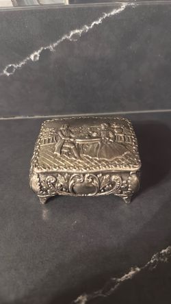 Vintage Japan Stamped Metal Trinket Jewelry Box Ornate
