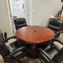 Office Table  and Leather Chairs