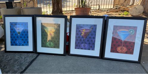 4 Will Rafuse Framed Martini Cocktail Prints
