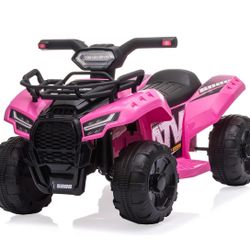 Kids Ride on ATV, 6V Battery Powered Kids Electric Vehicle, 4 Wheeler Quad w/Headlights, MP3, USB, Volume Control, Large Seat, Electric Ride on Toys B