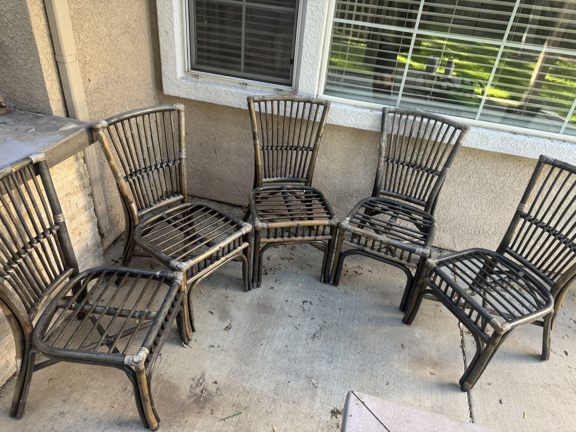 5x Bamboo Patio Outdoor Seating Chairs Seats Furniture