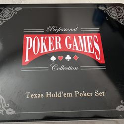 Texas Hold’em Poker Set w/ Chips, Cards & Metal Case