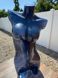 Dark Blue Translucent 3/4 Female Upper Torso Mannequin