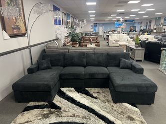 Black Sofa Sectional w/ Double Chaise