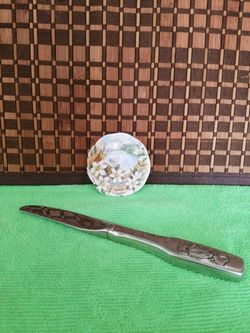 Very Small bone China plate and Holly Hobbie butter knife