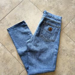 Carhartt Medium Blue Denim Jeans B460 Relaxed Fit Size Straight Leg 30 × 32