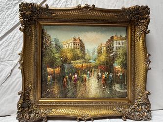 Hand-Painted Oil Painting Wooden Frame 33.5 x 30”