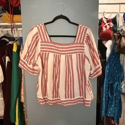 Old Navy Red & White Top – Size Large
