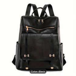 Vintage Functional Flap Backpack Purse, Retro Zipper Daypack, Women's Casual School & Travel Bag