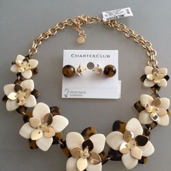 Signed Charter Club Necklace With Matching Earrings NWT