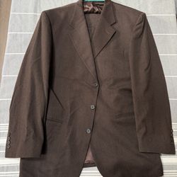 Carlo Scotti 2 Piece Brown Suit 42R 36x31 Purple Pinstripe Made In Italy