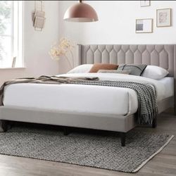Queen Size Plain Platform Bed With Ortho Mattress Included