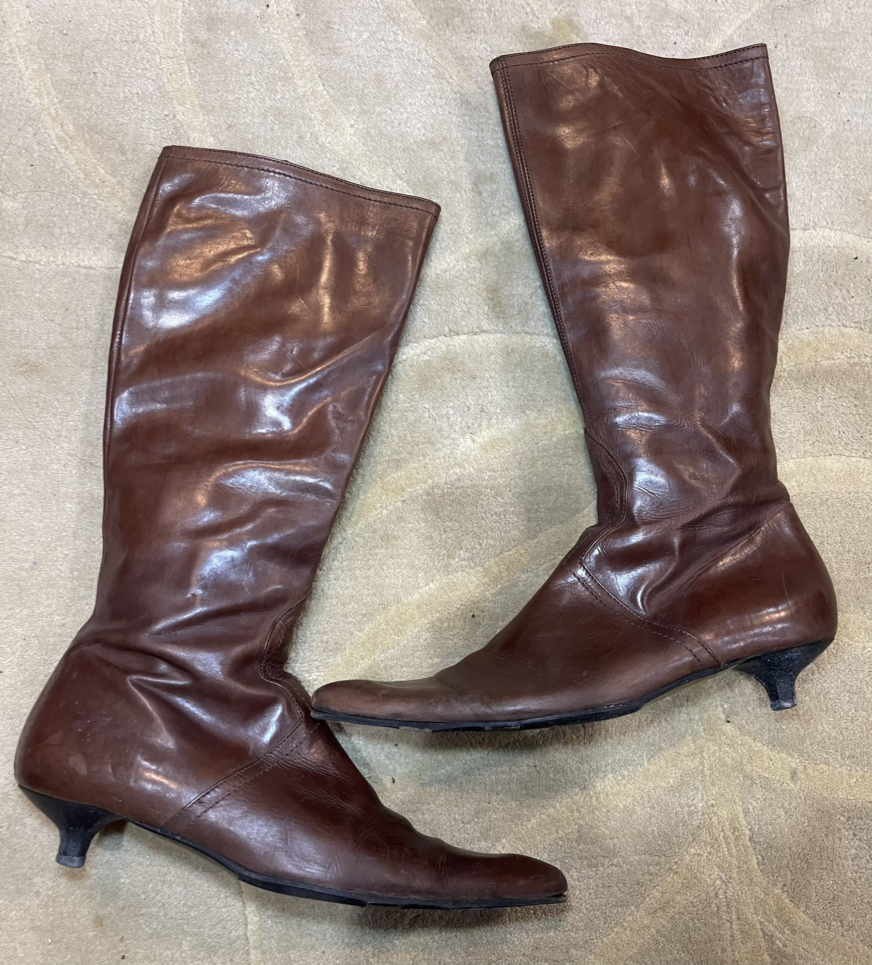 Brown Italy leather pointy boots Size 6.5
