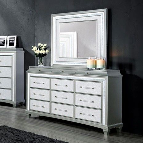 Brand New Extra Large Dresser With Mirror Faux Crystal With Led Lighting Super Glam Acrylic Handles