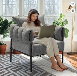 Accent Chair with Pillow, Modern Living Room Chairs GREY