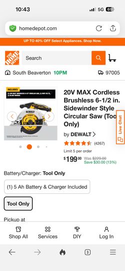 DeWalt 6.5 Inch Cordless Circular Saw