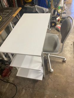 white desk and chair