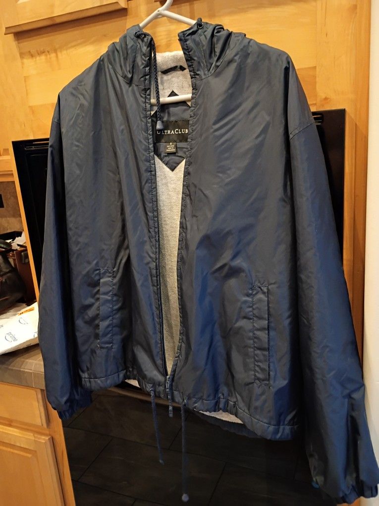 Men's Waterproof Blue Jacket Size Small Zippered Hooded 5.00