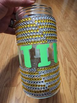 Glass bling tip jar