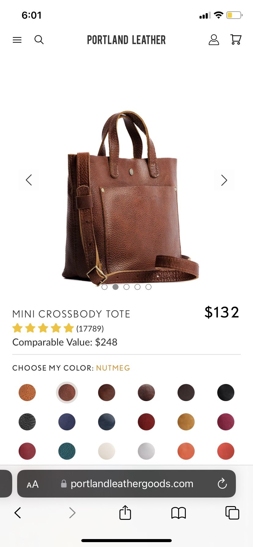 Portland, Leather Mini Tote, Crossbody