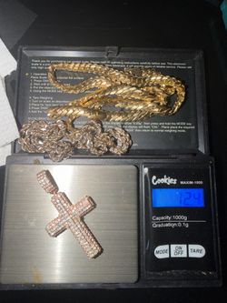 Fully Diamond Out Cross Pendant