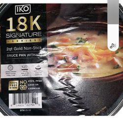 IKO 18K Signature Series 2 quart Gold Non Stick Sauce pan with lid