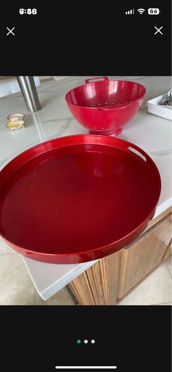 Red large serving fancy platter