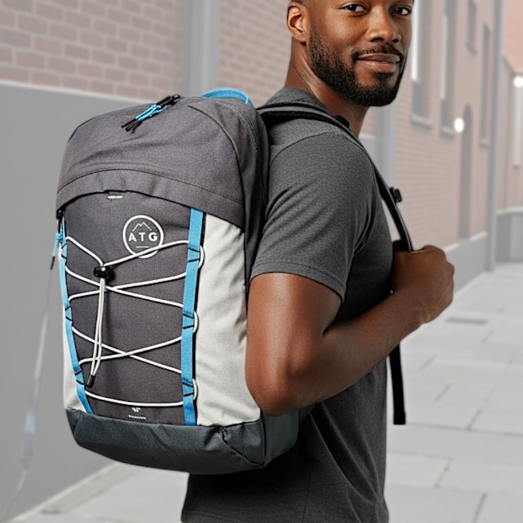 Wrangler Men Women Pinnacle Canvas Black Blue Laptop Compatible Backpack 18”x13”