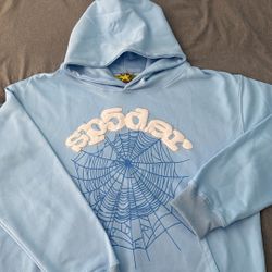 Spider Hoodie Sky Blue Rhinestone