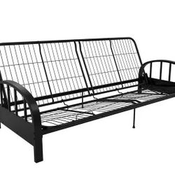 Aukfa 77" Futon Frame Metal Futon Full Size Sofa Bed, Installed, Black